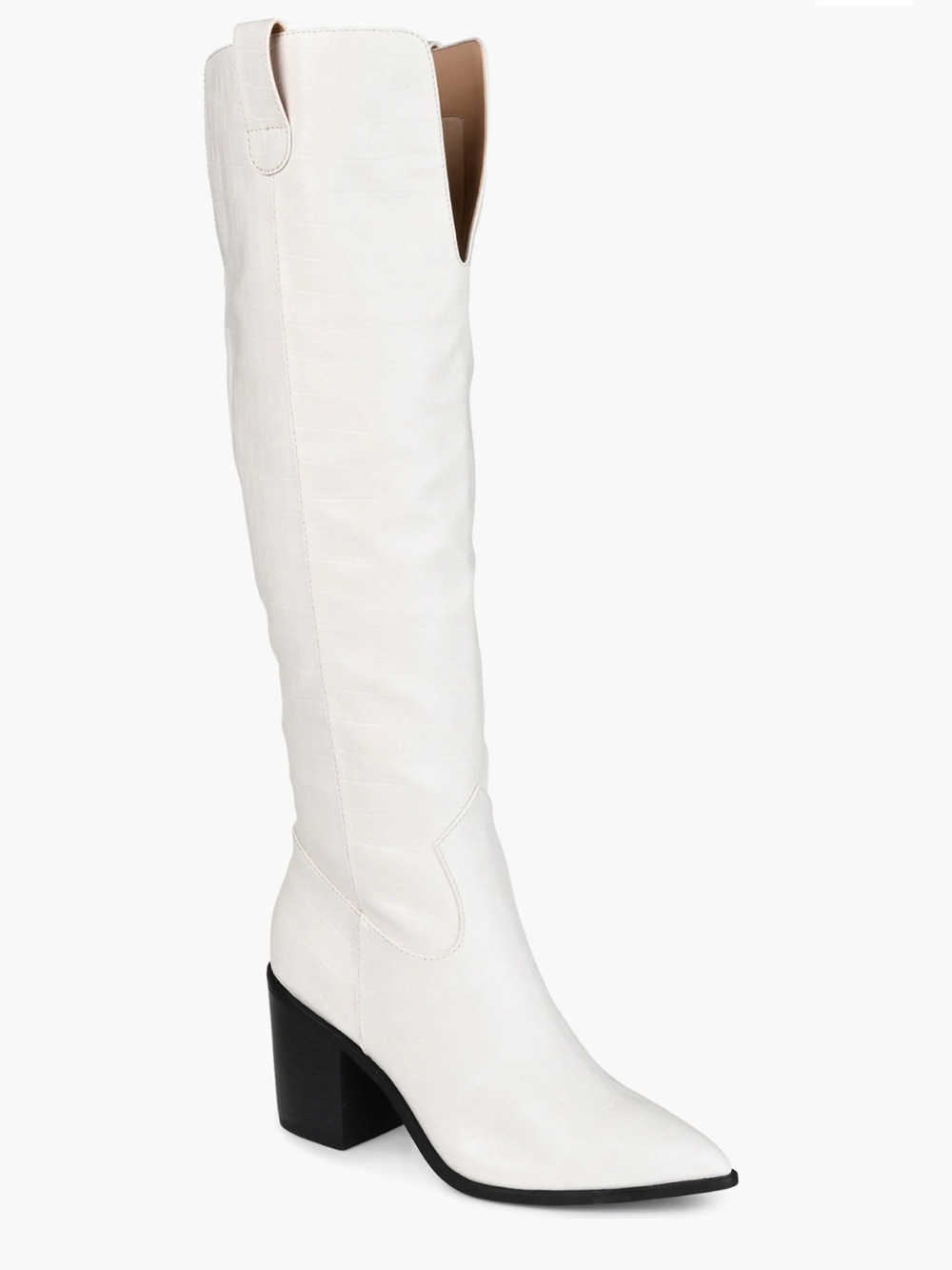 JOURNEE COLLECTION Therese knee high western boot in Bone (white) size 7.5